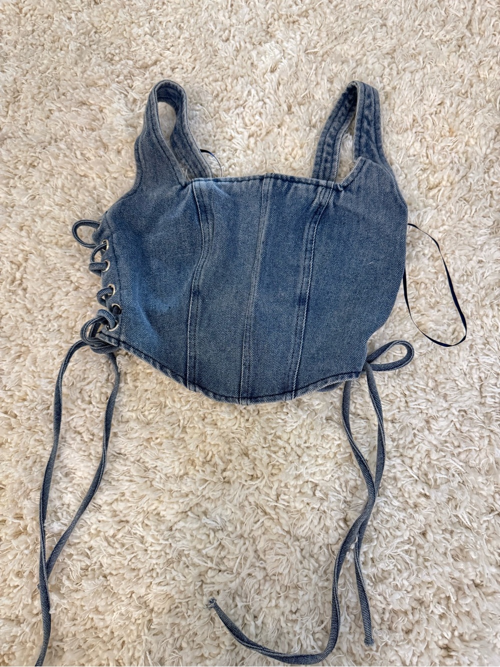 Urban Outfitters Dark Blue Denim Lace-Up Crop Cami